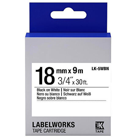 Tonersepeti Epson LK-5WBN Muadil Standart Etiket Kartuşu Siyah / Beyaz 18 mm C53S655006