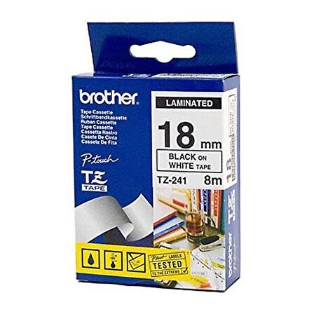 Tonersepeti Brother TZ-241 (18MM) Beyaz Üzerine Siyah Lamine Etiket