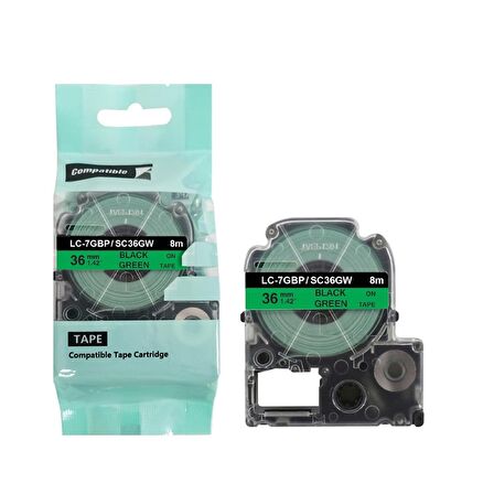Tonersepeti Epson LC-7GBP Yeşil Üzeri Siyah 36MM 9Metre Muadil Etiket
