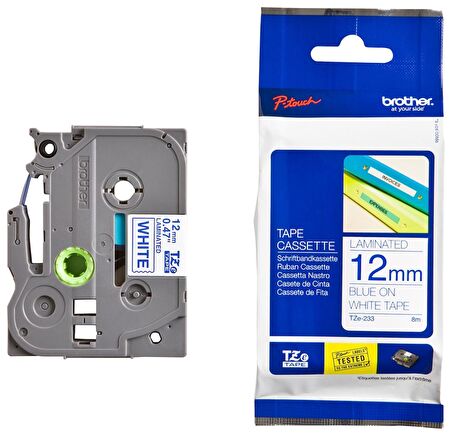 Tonersepeti Brother TZE-233 Beyaz Üzerine Mavi Etiket Şeridi