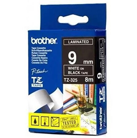Tonersepeti Brother Tz-325 Siyah Üzerine Beyaz Orjinal Lamine Etiket