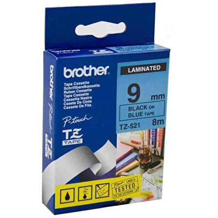 Tonersepeti Brother Tz-521 Mavi Üzerine Siyah Orjinal Lamine Etiket