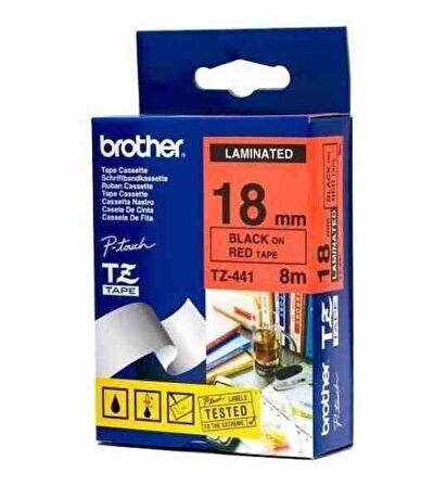 Tonersepeti Brother TZ-441 Kırmızı üzerine Siyah Orjinal Etiket Şeridi