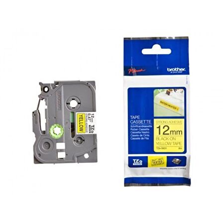 Tonersepeti Brother TZe-S631 12mm Sarı üzerine Siyah Güçlü Yapışkanlı Laminasyonlu Etiket