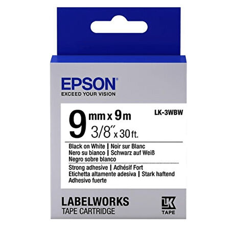 Epson LK-3WBW Strong  Beyaz Üzeri Siyah 9MM 9Metre