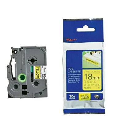 Brother TZe-S641 18mm Sarı üzerine Siyah Laminasyonlu Muadil Etiket