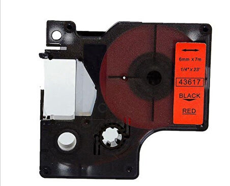 Dymo 43617 Kırmızı Üzerine Siyah 6mm Muadil Etiket