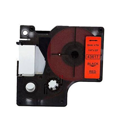 Dymo 43617 Kırmızı Üzerine Siyah 6mm Muadil Etiket