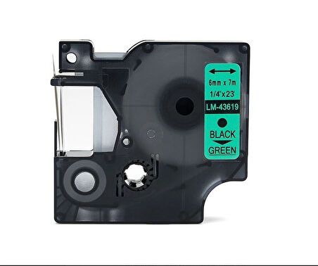 Dymo 43619 Yeşil Üzerine Siyah 6mm Muadil Etiket