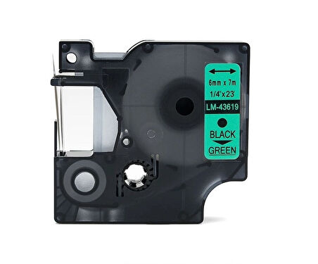 Dymo 43619 Yeşil Üzerine Siyah 6mm Muadil Etiket
