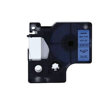 Dymo 43616 Mavi üzerine Siyah 6mm Muadil Etiket