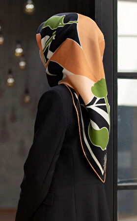 Vissona Tivil İpek Eşarp 60061 - 1 - 0012 - 0043 Yeşil Karışık Desen 