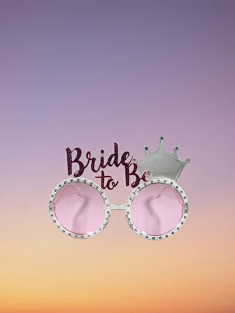 Bride Gözlük Bride to be yazılı şeffaf taçlı Pembe Parti Gözlüğü