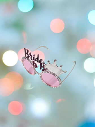 Bride Gözlük Bride to be yazılı şeffaf taçlı Pembe Parti Gözlüğü
