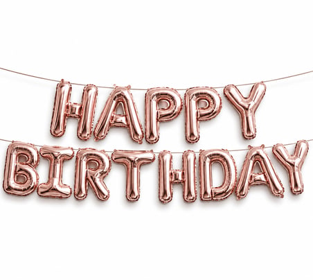 Happy Birthday Rose Gold Folyo Balon Yazı Seti 13 Parça İpli Doğum Günü Parti Süsü Dekoru
