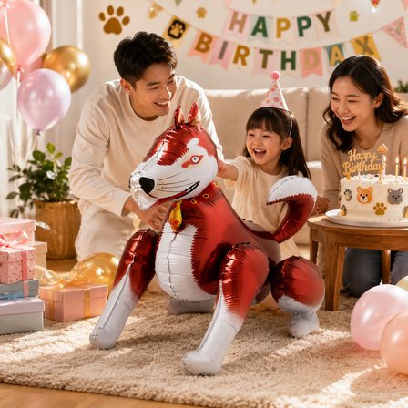 4D Köpek Folyo Balon 68x58 cm Hayvan Temalı Doğum Günü Parti Süsü Dekorasyon Balonu