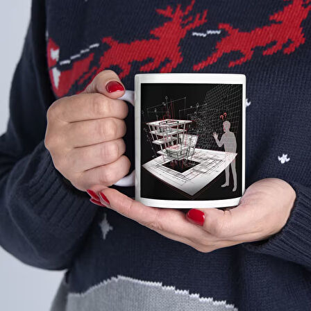 Mimarlar ve Mühendisler için Kupa Bardak Proje ve Plan Temalı Porselen Hediyelik Bardak