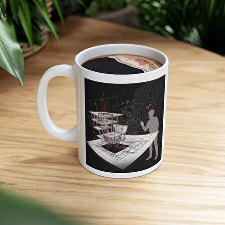 Mimarlar ve Mühendisler için Kupa Bardak Proje ve Plan Temalı Porselen Hediyelik Bardak