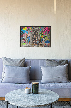 Yunan Mimarisi Art Çerçeveli Tablo – Mimari Kolaj, Satirik Dekor, Eklektik Duvar Sanatı – 30 x 42 cm