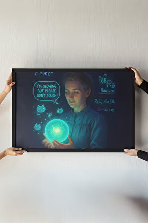 Marie Curie Radium Çerçeveli Tablo – Bilim Tarihi ve Fizik Temalı Sanat – 30x42 cm