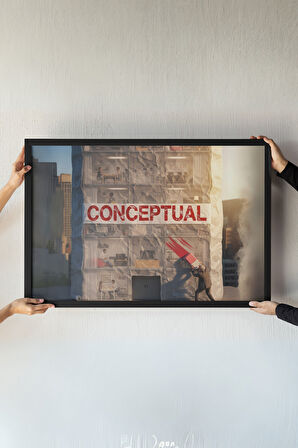 Conceptual Art Çerçeveli Tablo – Modern Mimari Mizah – Ofis Dekoru – Duvar Dekoru – 30x42 cm