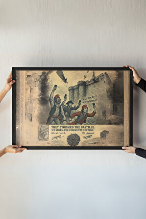 Bastille Baskını Çerçeveli Tablo – Fransız Devrimi – Aktivizm Dekoru – Tarih Sever Hediyesi 30x42 cm