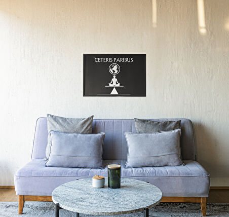 Ceteris Paribus Çerçeveli Tablo – Denge ve Uyumu Yansıtan Felsefi ve Ekonomi Temalı Tasarım 30x42 cm