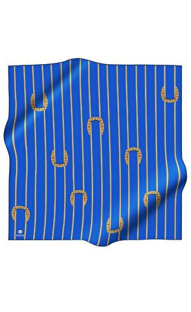 Vissona Tivil Gold-Saks Mavisi İpek Eşarp 10502-11-32
