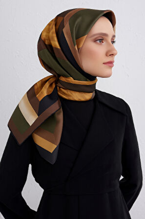 Vissona Tivil İpek Eşarp 17231 - 0011 - 0037  Turuncu Armürlü Desen 