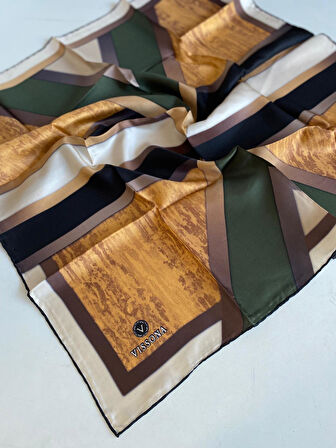 Vissona Tivil İpek Eşarp 17231 - 0011 - 0037  Turuncu Armürlü Desen 