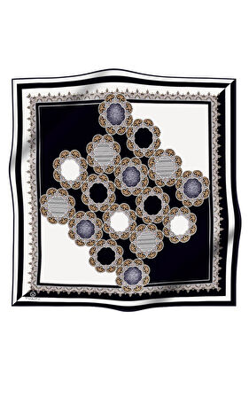 Vissona Tivil İpek Eşarp 17340-0001-0003 Beyaz Karışık Desen 