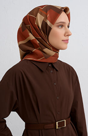 Vissona Tivil İpek Eşarp 17357 - 0014 - 0014 Taba Dokulu Desen