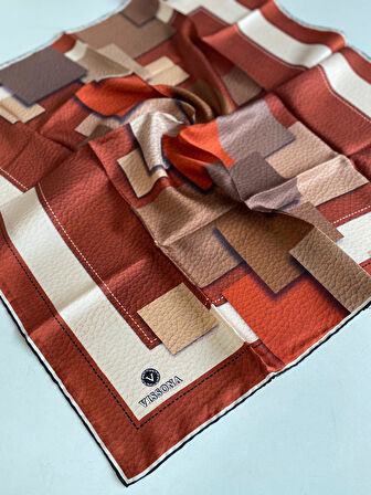 Vissona Tivil İpek Eşarp 17357 - 0014 - 0014 Taba Dokulu Desen