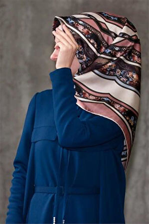 Vissona Tivil İpek Eşarp 17502 - 0019 - 0001 Pudra Pembe Batik Desen