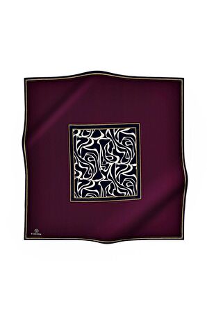 Vissona Lacivert-Mürdüm Zebra Desenli Tivil İpek Eşarp 17536-33-18