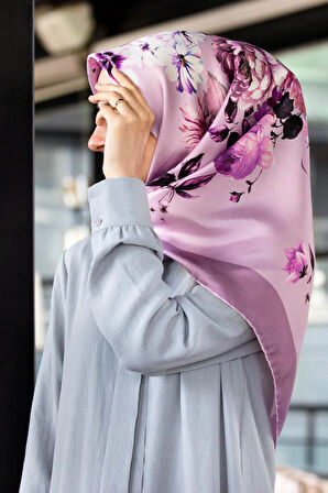 Vissona Tivil İpek Eşarp 17632-0022 Lila Karışık Desen