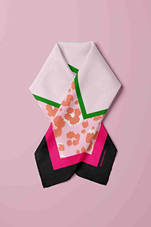 Y22 Kadın Turuncu Kare Desenli 50x50 Bandana HYL DG01523-22