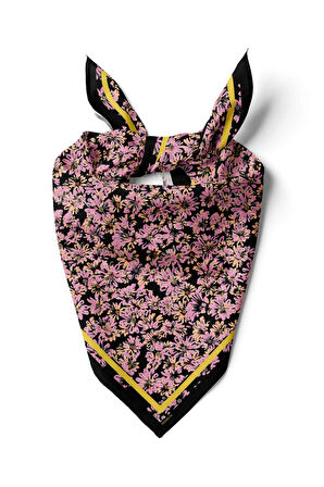 D12 Kadın Pembe Çiçek Desenli 50x50 Bandana