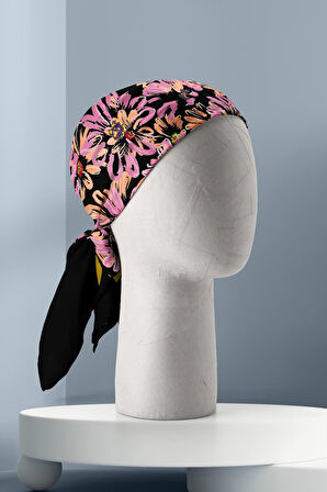 D12 Kadın Pembe Çiçek Desenli 50x50 Bandana