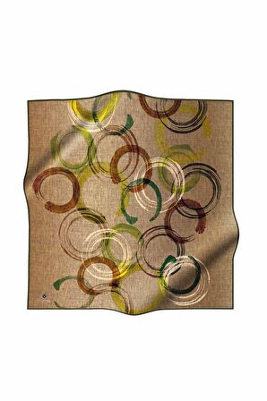 Vissona Tivil Kahve Yeşil İpek Eşarp 7405-0003-0037