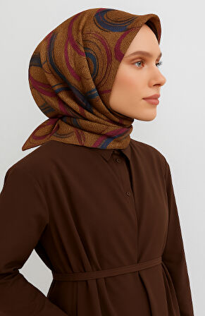 Vissona Tivil İpek Eşarp 7405 - 0004 - 0023 Mor Kırçıllı Desen