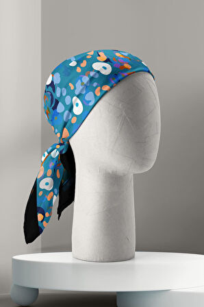 B112 Kadın Mavi Game Desenli 50x50 Bandana