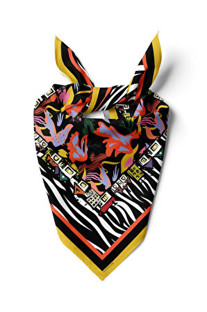 C31 Kadın Zebra Siyah Beyaz Home Desenli 50x50 Bandana