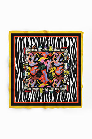 C31 Kadın Zebra Siyah Beyaz Home Desenli 50x50 Bandana