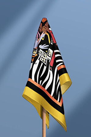 C31 Kadın Zebra Siyah Beyaz Home Desenli 50x50 Bandana