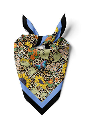 B96 Kadın Sarı Çiçek Desenli 50x50 Bandana