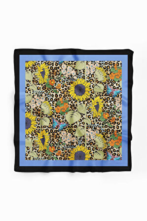 B96 Kadın Sarı Çiçek Desenli 50x50 Bandana