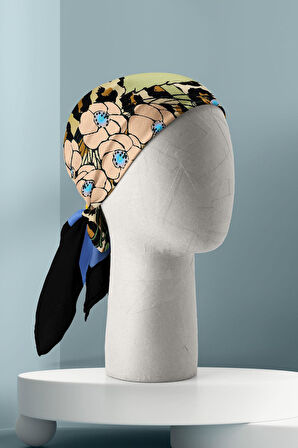 B96 Kadın Sarı Çiçek Desenli 50x50 Bandana
