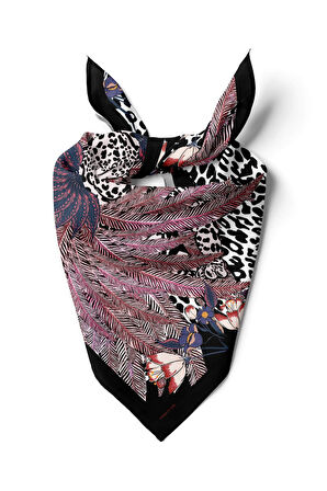 Kadın Kırmızı Kaplan Desenli 50x50 Bandana