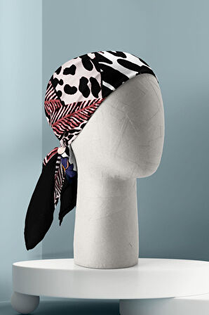 Kadın Kırmızı Kaplan Desenli 50x50 Bandana